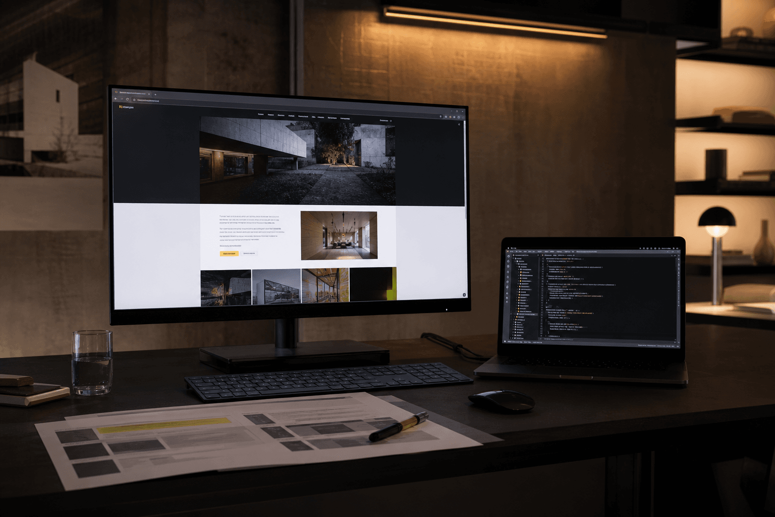 Website quality assurance workspace with a live responsive site and component code